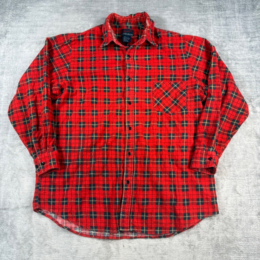 Champion Shirt Mens Large Red Clan Wallace Plaid Vtg Distressed Flannel Grunge